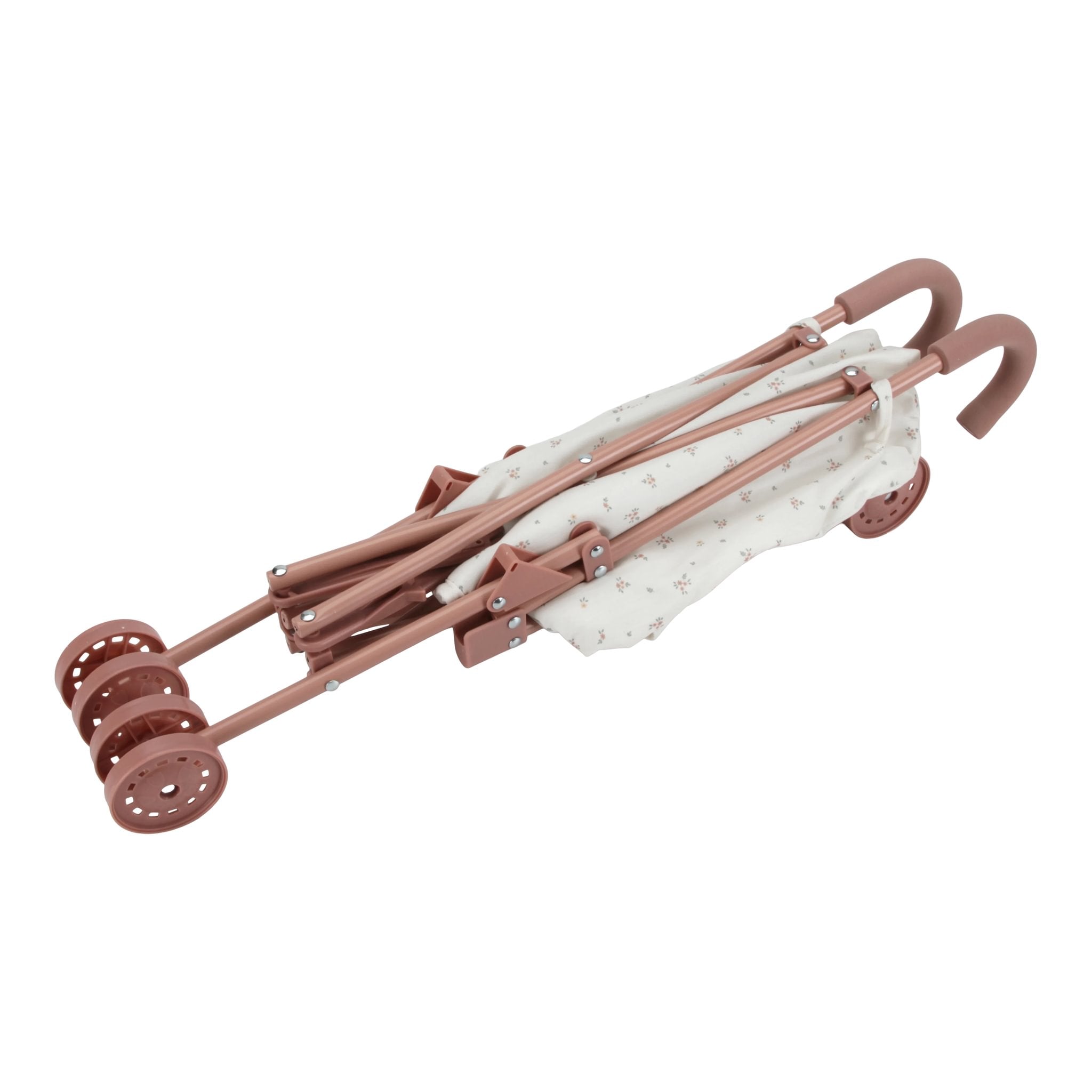 Karrocë kukulle metalike rozë